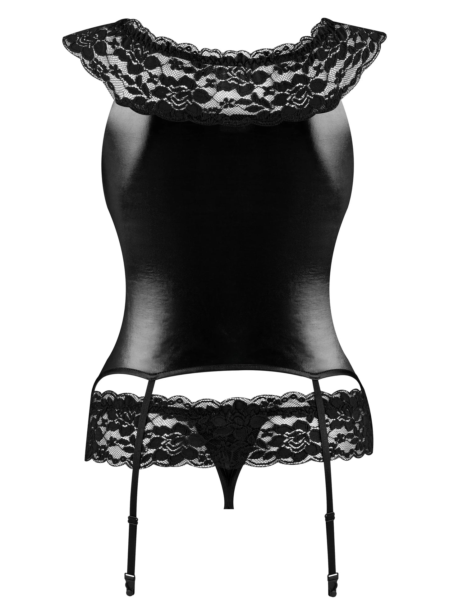 Beauty Night Raven Soft Bustier Garter & String Set