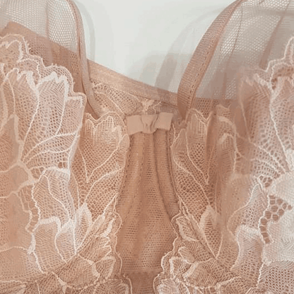 Sheer Lace Full Figure Bra Demeter Pink