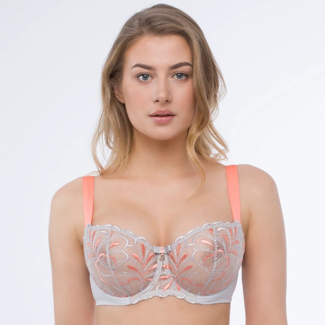 Sheer Mesh Embroidered Balconette Bra Sweet by Samanta Lingerie