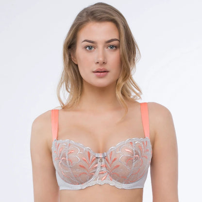 Sheer Mesh Embroidered Balconette Bra Sweet by Samanta Lingerie