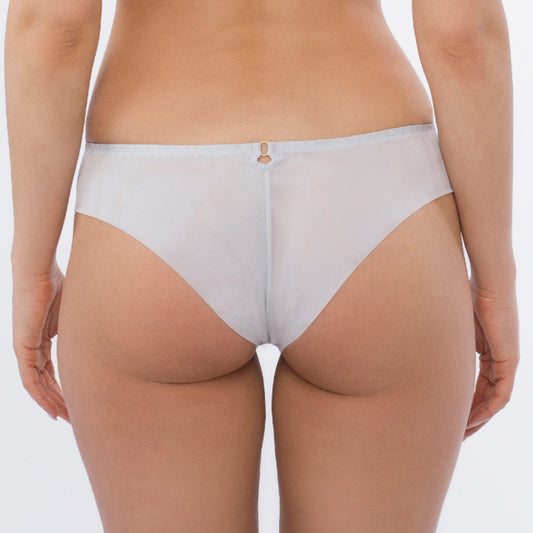Samanta Sweet Gray Sheer Mesh Tulle Embroidered Tanga Panty