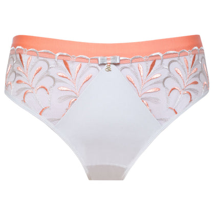 Samanta Sweet Gray Sheer Mesh Tulle Embroidered Brief Panty