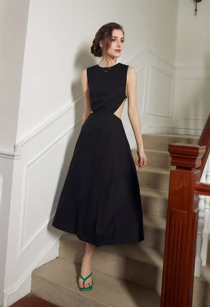 Liora Afterglow Cutout-Back Satin Midi Dress
