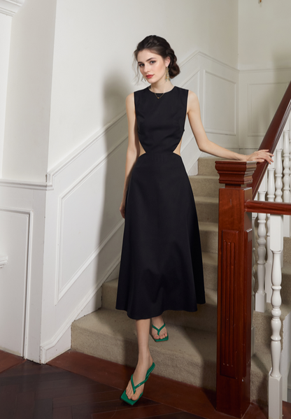 Liora Afterglow Cutout-Back Satin Midi Dress