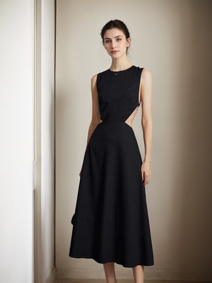 Liora Afterglow Cutout-Back Satin Midi Dress