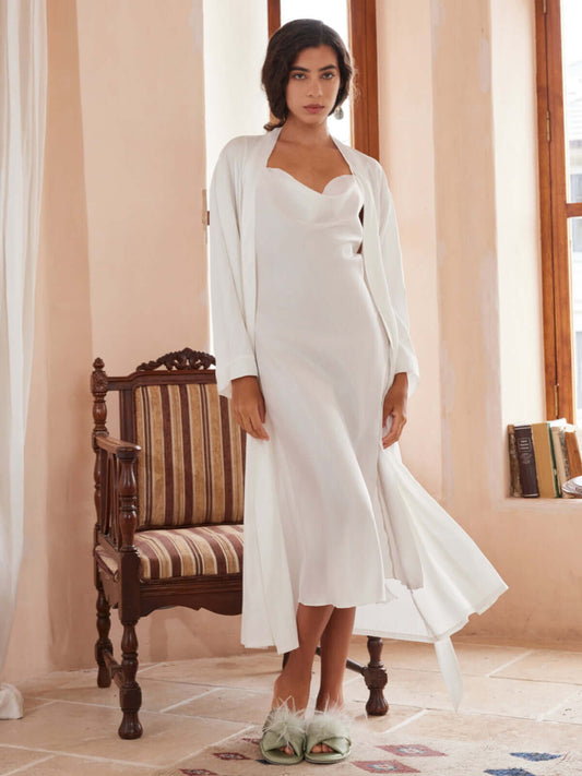 Elegant Robe Dress & Pajama Set Bridal