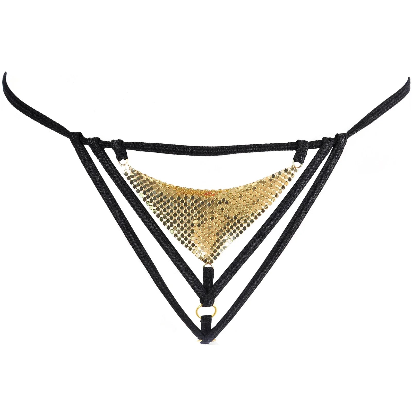 Axami Disco Babe Sexy Gold Chainmail G-String Panty-4