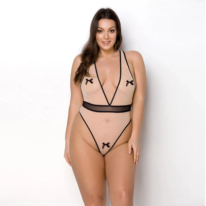 Sheer Mesh Deep V - Neck Bodysuit Passion Viena - Ansley Effect