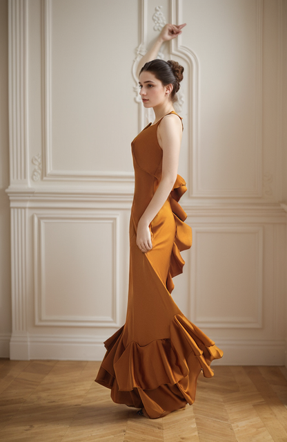 Lucienne Ember Deep-V Satin Gown