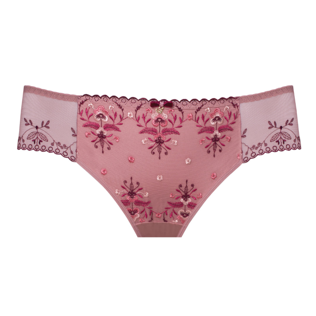 Samanta Viola Rose Sheer Mesh Tulle Embroidered Brief Panty