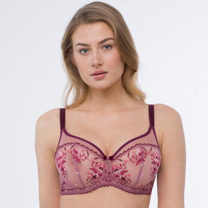 Samanta Viola Rose Sheer Mesh Embroidered Underwire Bra