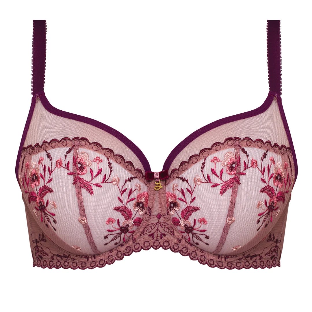 Sheer Mesh Embroidered Full Cup Bra Viola by Samanta Lingerie