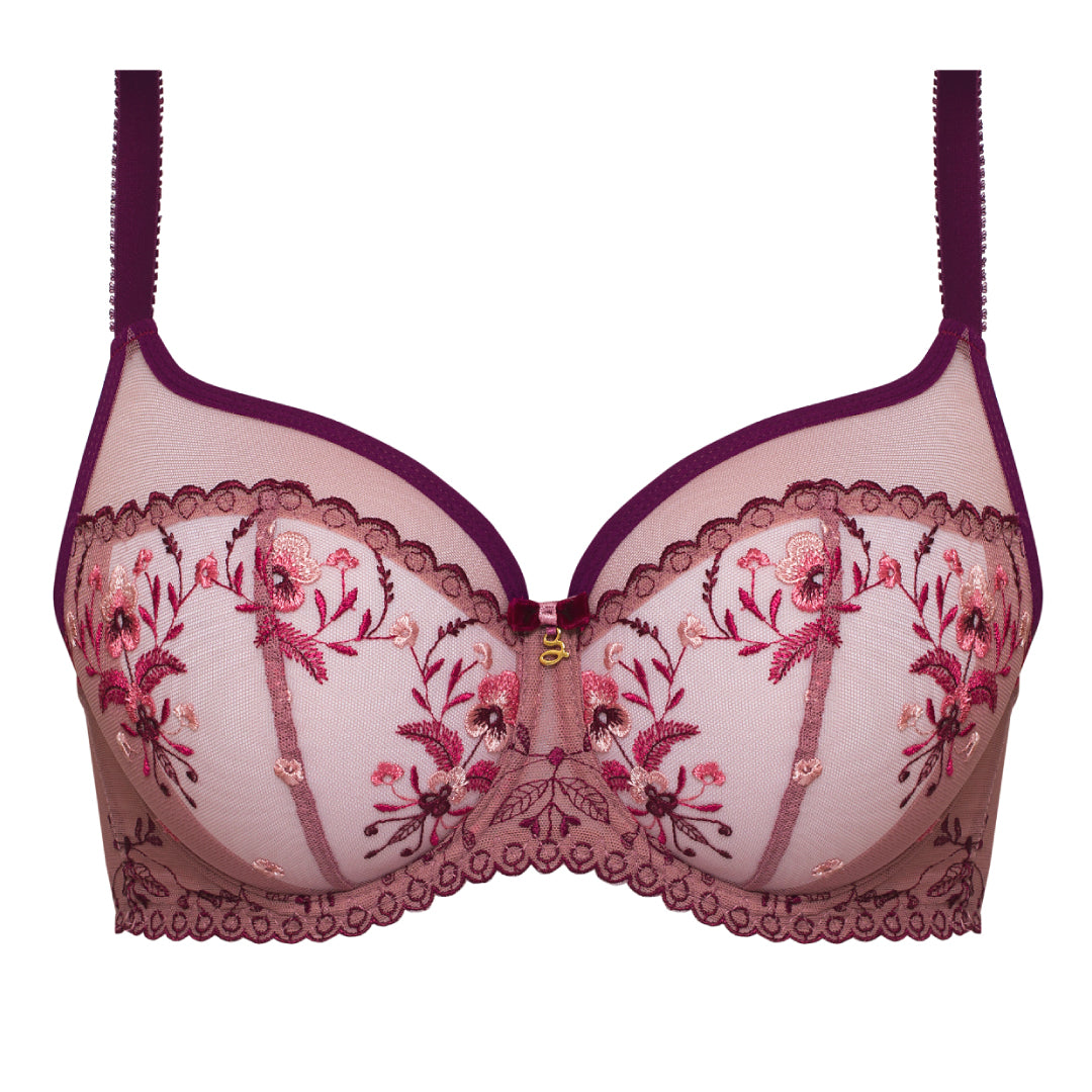 Samanta Viola Rose Sheer Mesh Embroidered Underwire Bra