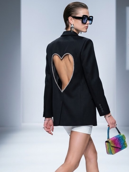 Heart After Hours Rhinestone Cutout Blazer