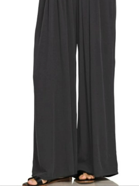 Zenana Woven Rayon Crepe Wide Leg Overalls by Trendsi