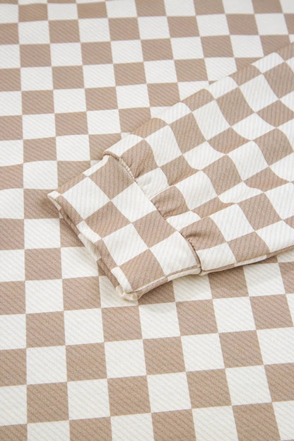 Checkered Long Sleeve Top and Skirt Two-Piece Set by Trendsi