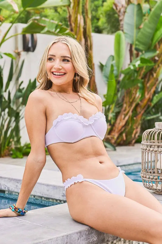 And The Why Frill Trim Bandeau Bikini Swim Set by Trendsi