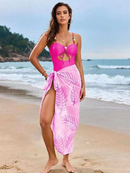 Cutout Sweetheart Neck One-Piece Swimwear and Cover-Up Swim Set by Trendsi