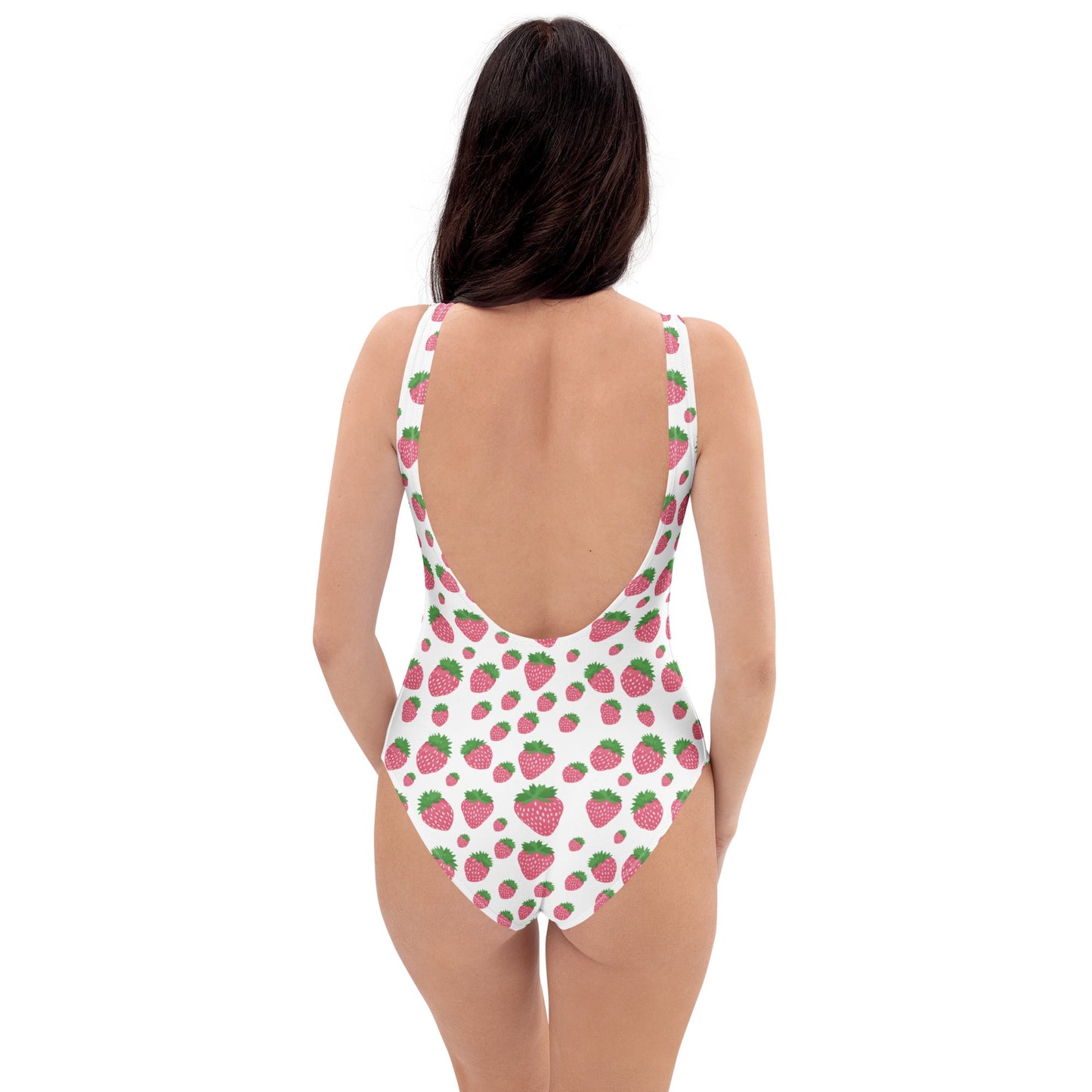 White Strawberry Print One-Piece Swimsuit