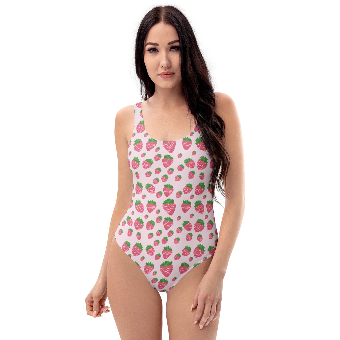 Pink Strawberry Print One-Piece Swimsuit