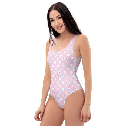 Pink Daisies Print One-Piece Swimsuit by Coral Cove by Lakeshore Lifestyles