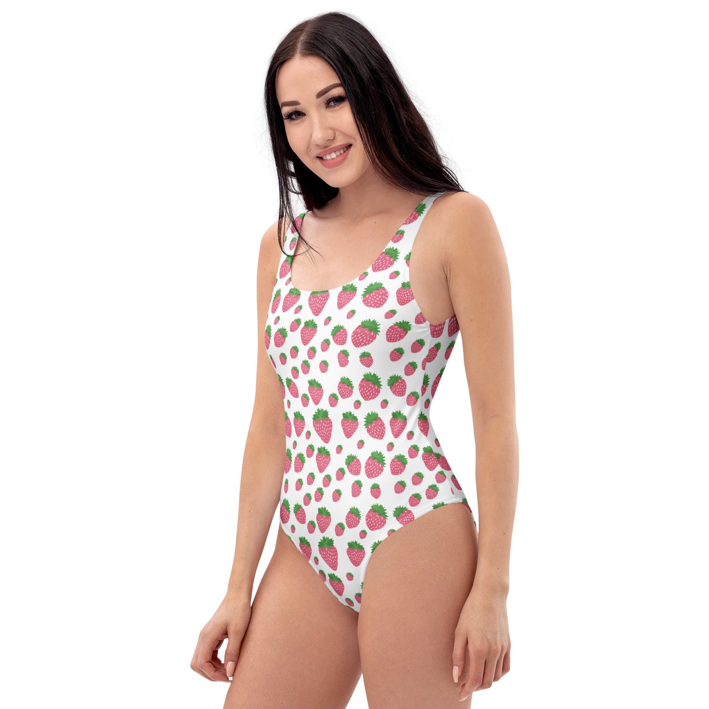 White Strawberry Print One-Piece Swimsuit