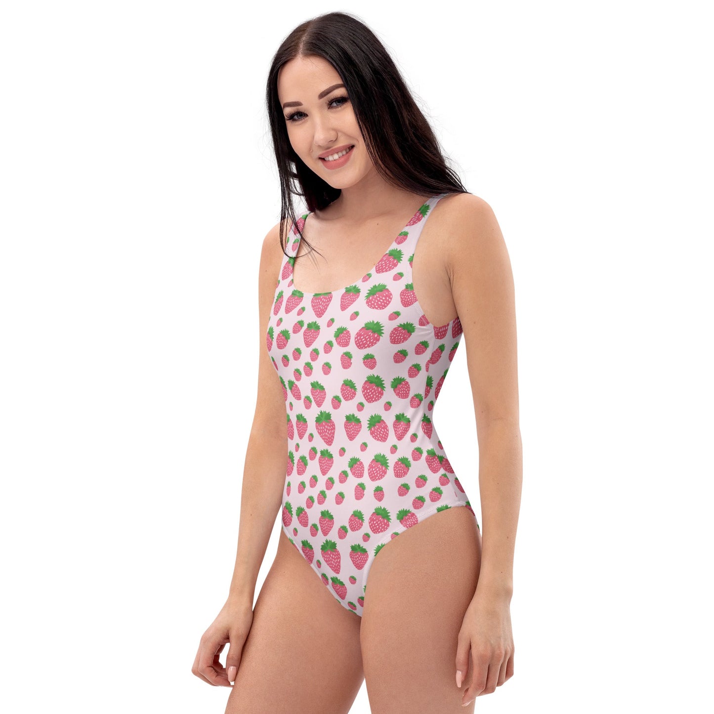 Pink Strawberry Print One-Piece Swimsuit