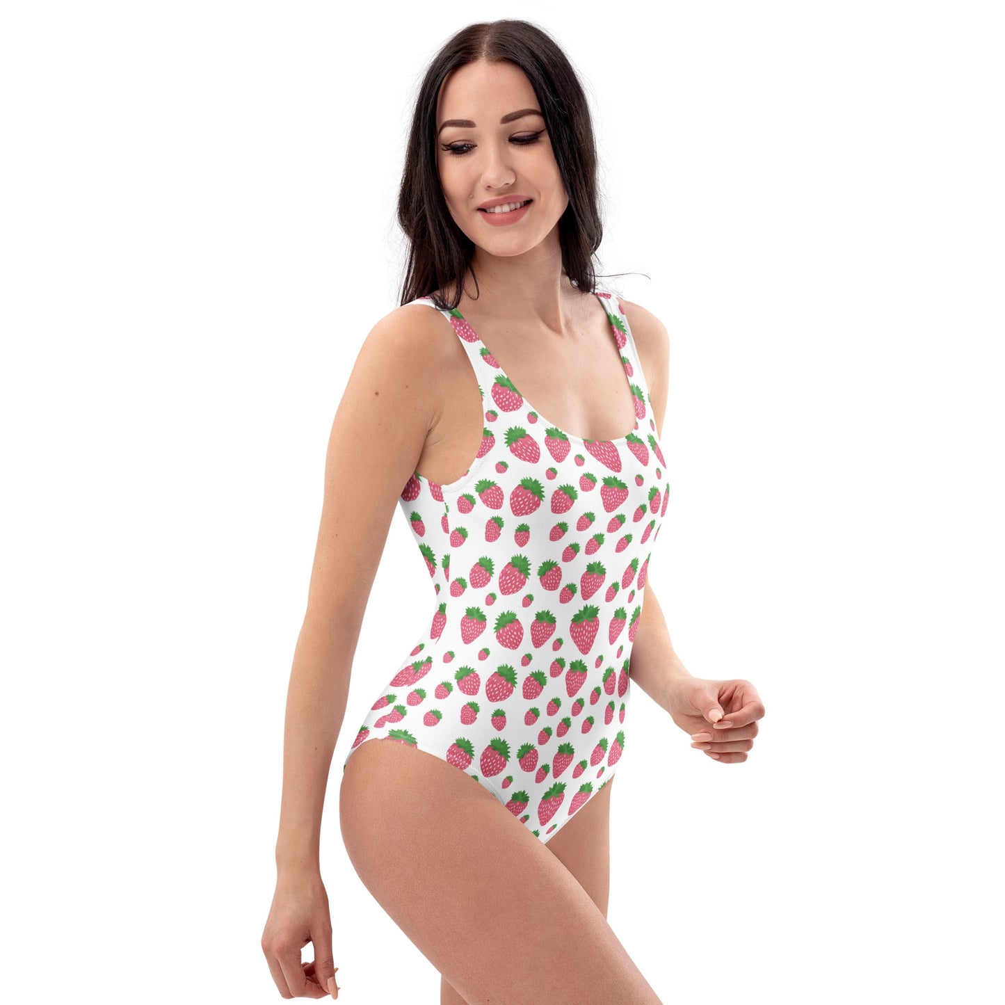 White Strawberry Print One-Piece Swimsuit