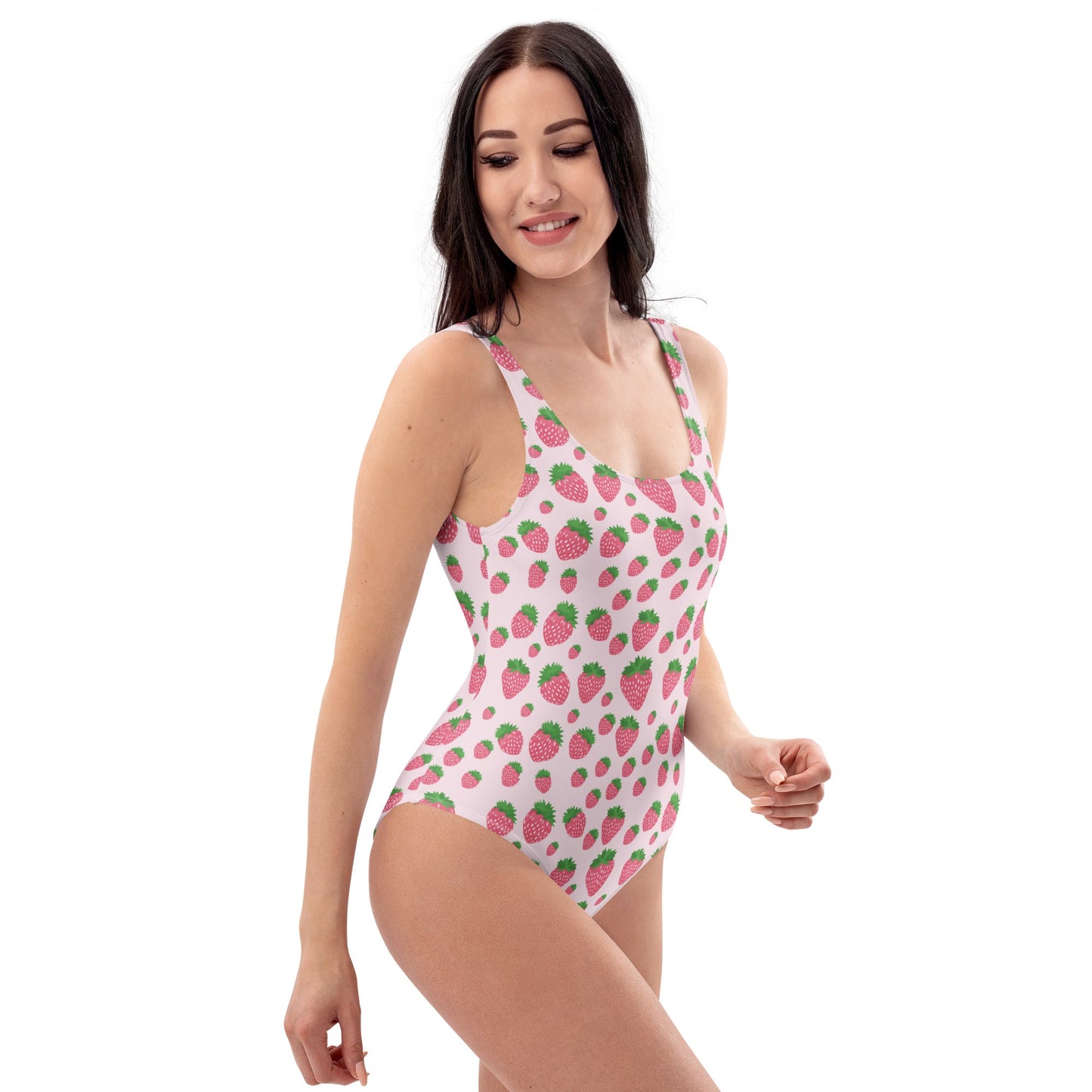 Pink Strawberry Print One-Piece Swimsuit