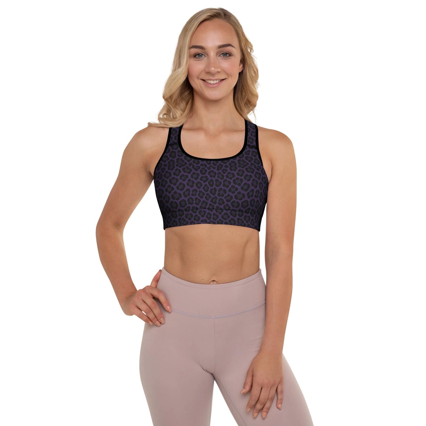Purple Panther Print Padded Sports Bra by Coral Cove by Lakeshore Lifestyles