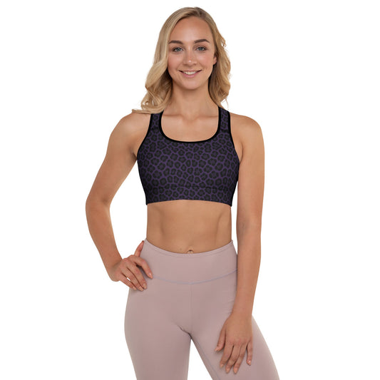 Purple Panther Print Padded Sports Bra