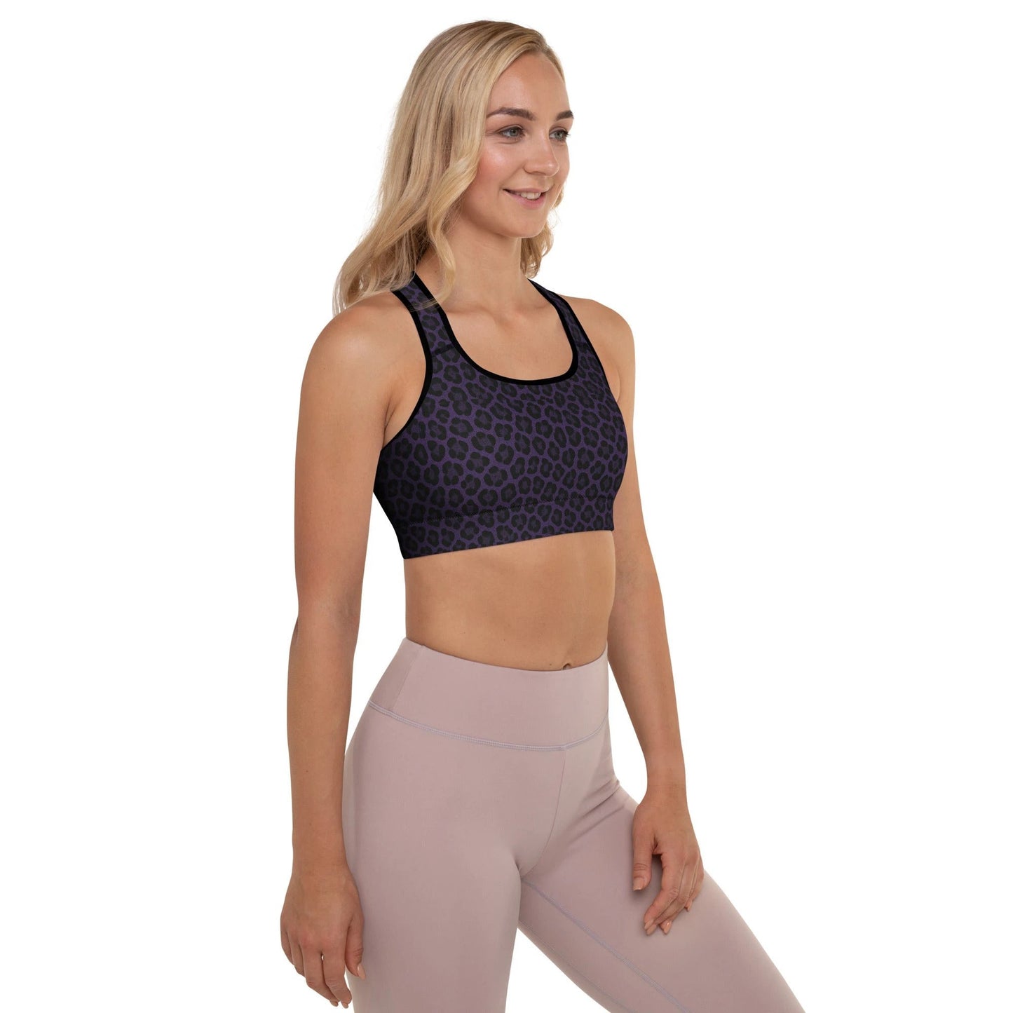 Purple Panther Print Padded Sports Bra by Coral Cove by Lakeshore Lifestyles