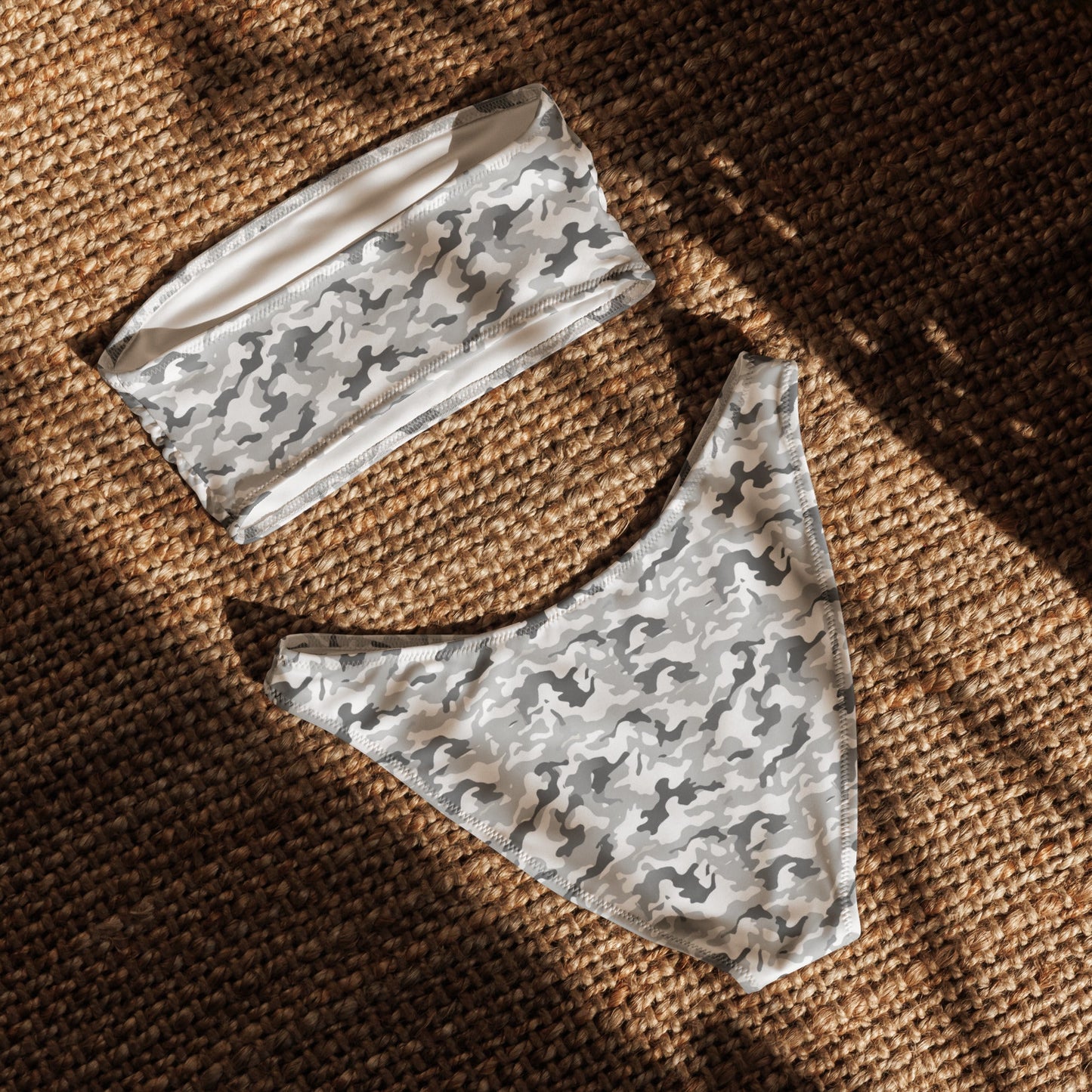 Arctic White Camo Print Recycled Bandeau Bikini Set