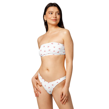 Cherry Print Recycled Bandeau Bikini Set