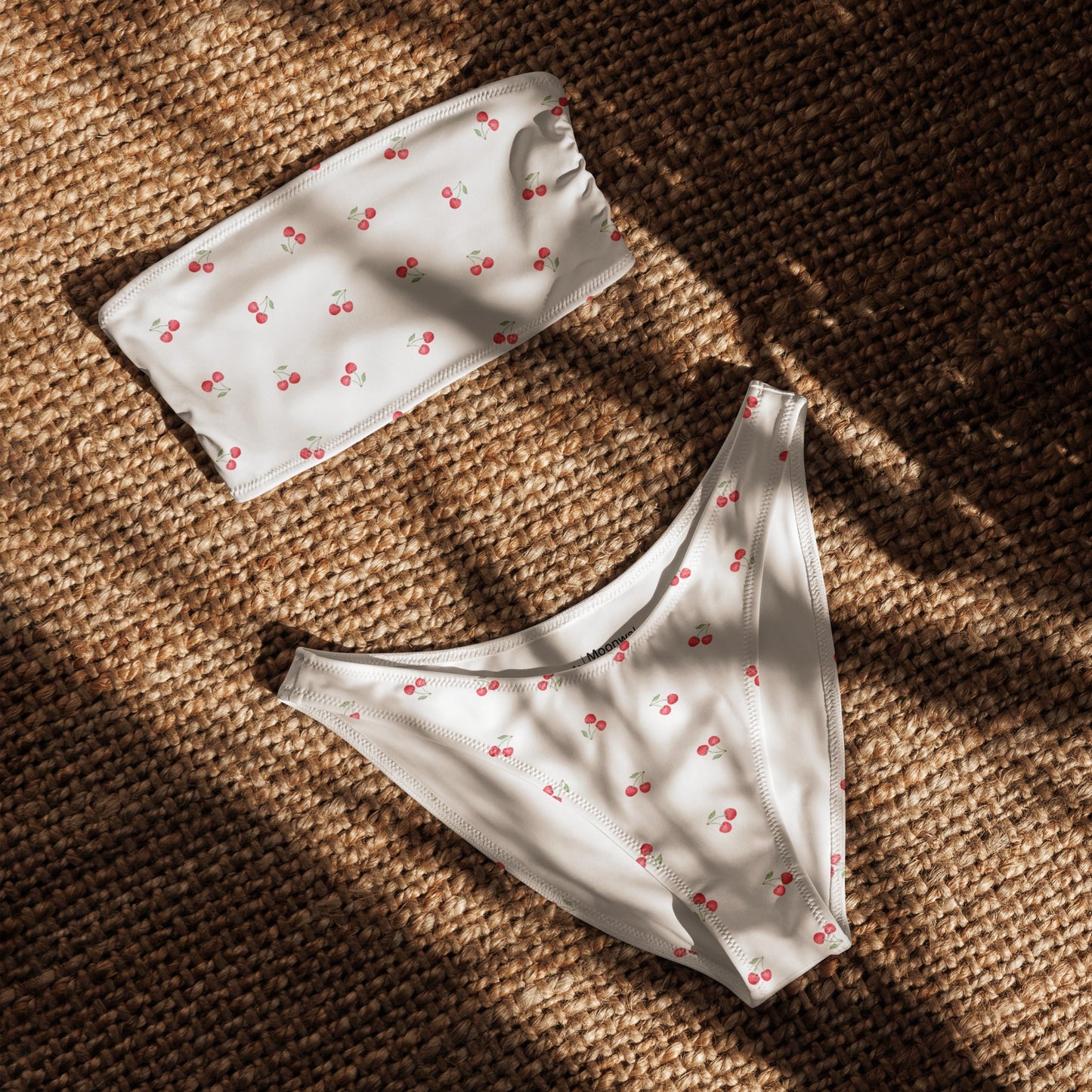 Cherry Print Recycled Bandeau Bikini Set