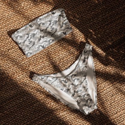 Arctic White Camo Print Recycled Bandeau Bikini Set
