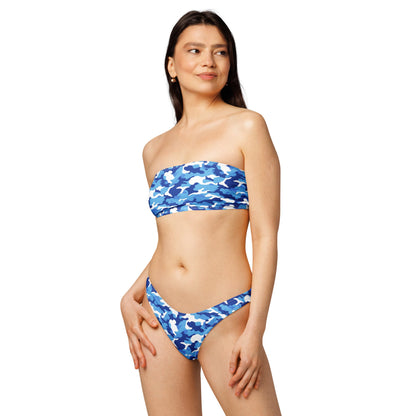 Blue Camo Print Recycled Bandeau Bikini Set