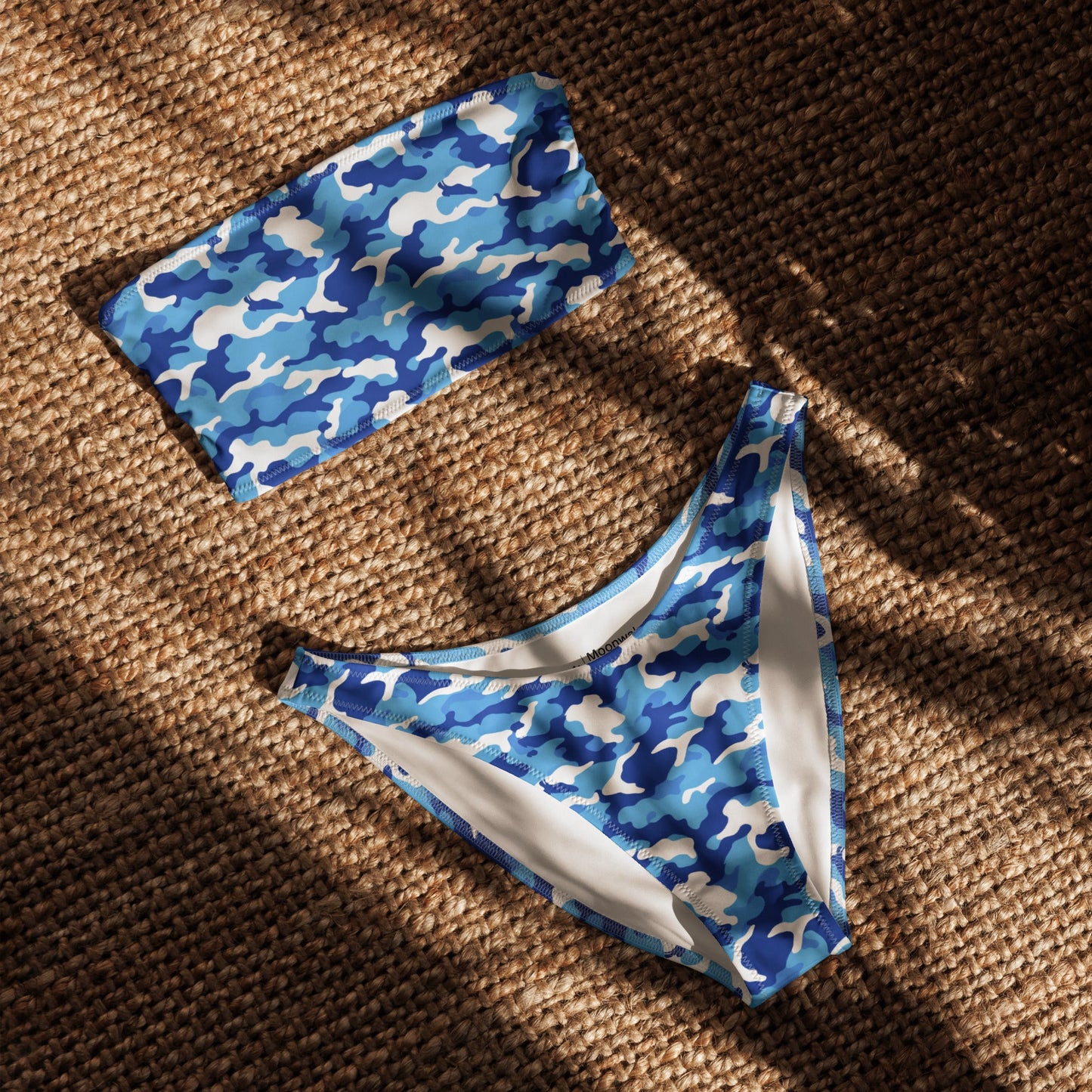 Blue Camo Print Recycled Bandeau Bikini Set