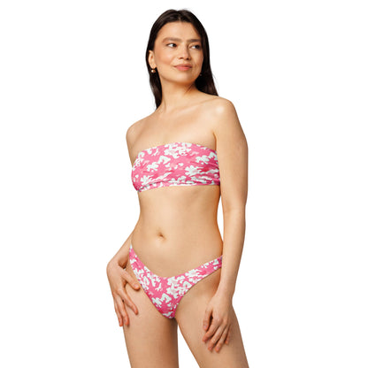 Pink Camo Print Recycled Bandeau Bikini Set