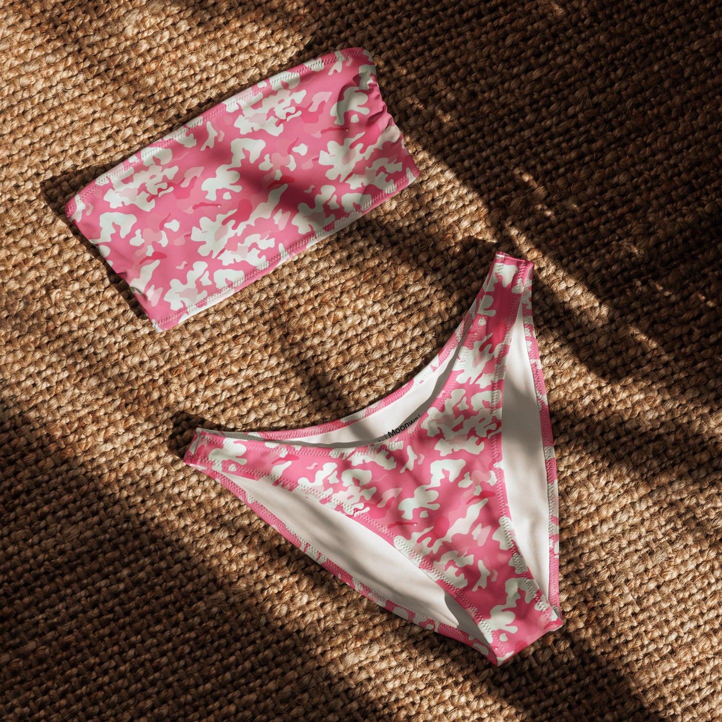 Pink Camo Print Recycled Bandeau Bikini Set