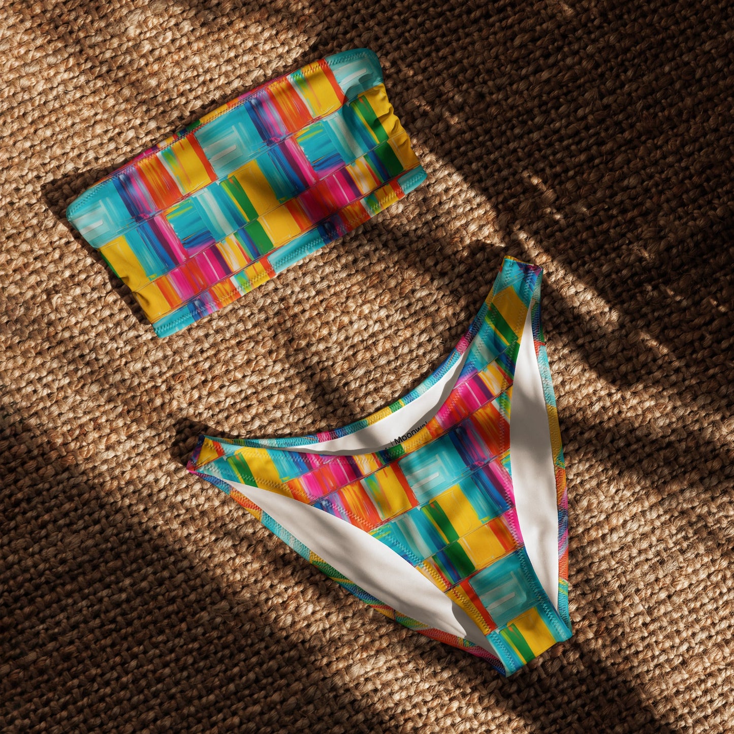 Impasto Stripes Print Recycled Bandeau Bikini Set