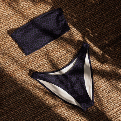 Purple Panther Print Recycled Bandeau Bikini Set