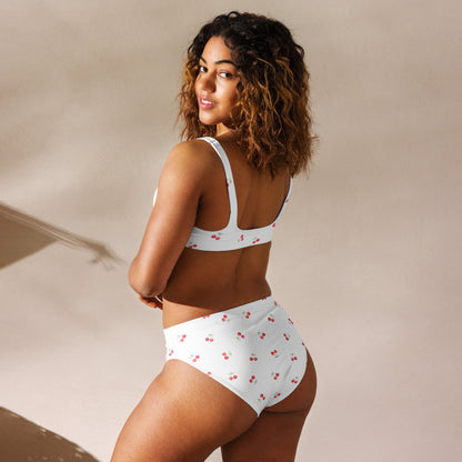 Cherry Print Recycled High-Waisted Bikini Set