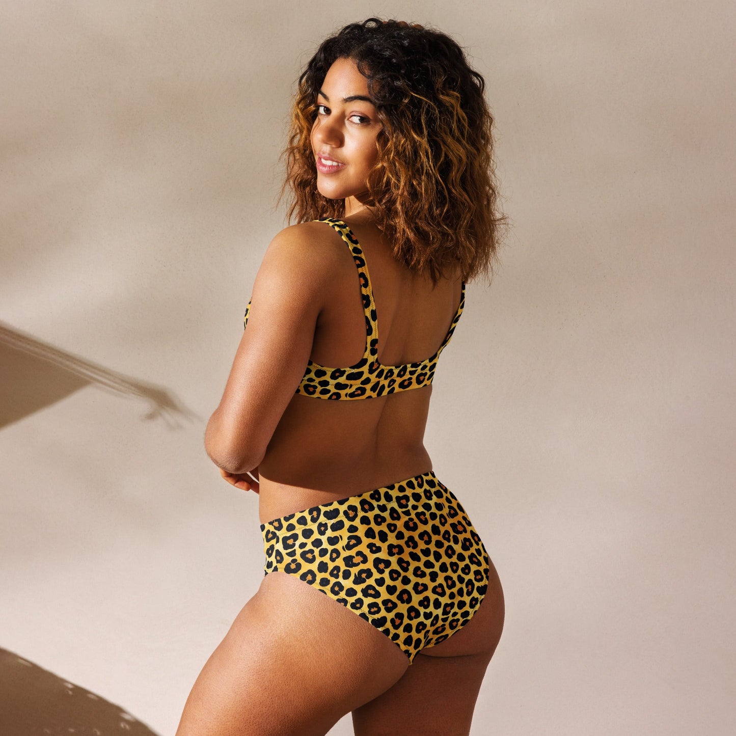 Cheetah Print Recycled High-Waisted Bikini Set