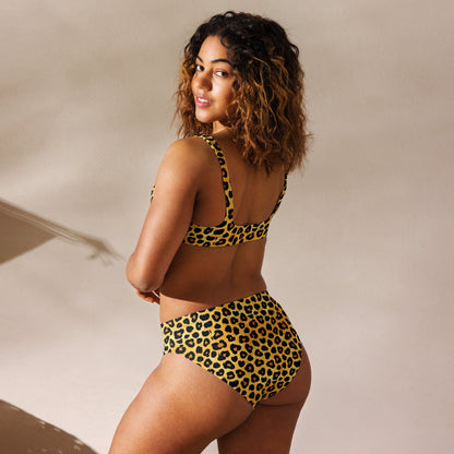 Cheetah Print Recycled High-Waisted Bikini Set