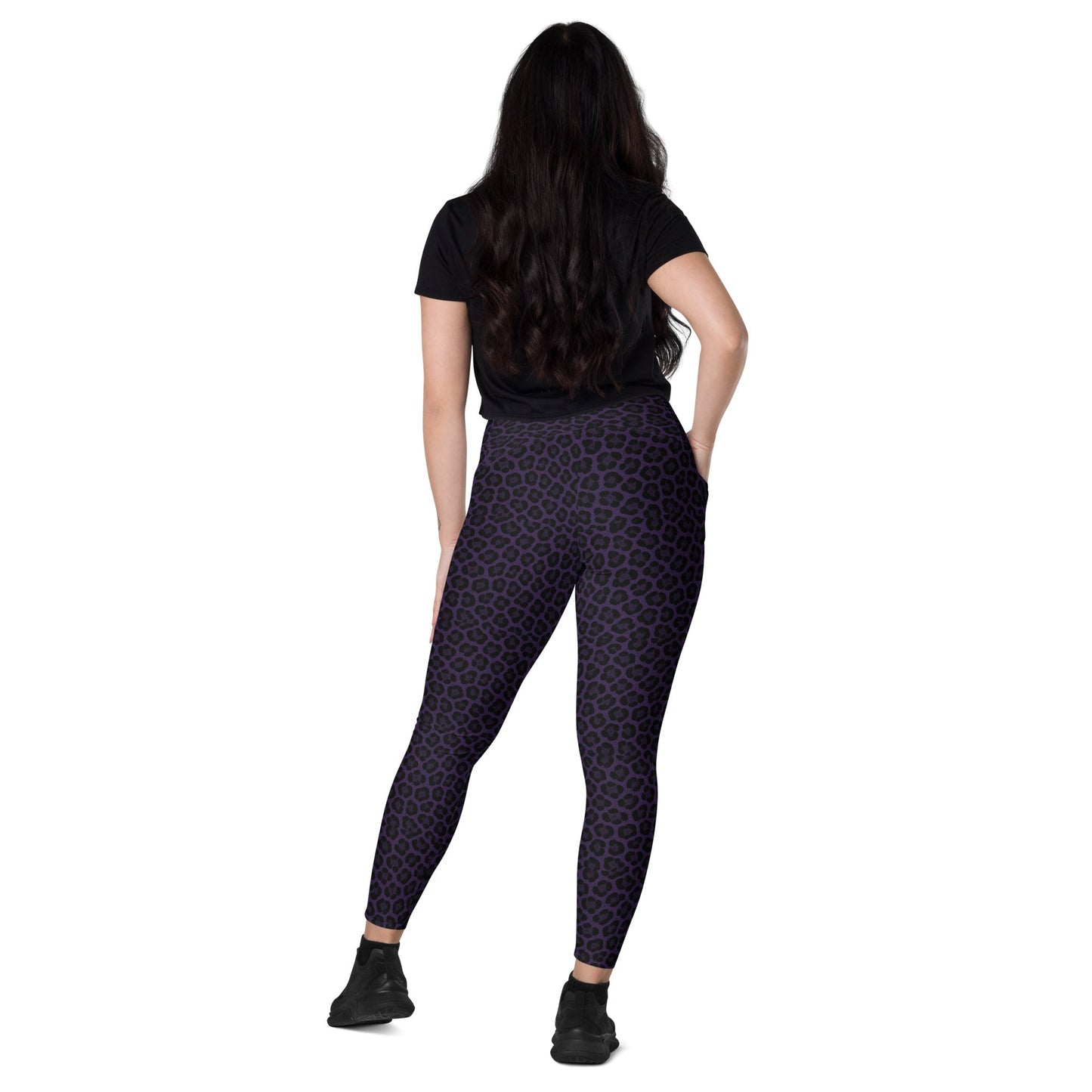 Purple Panther Print Leggings with Pockets
