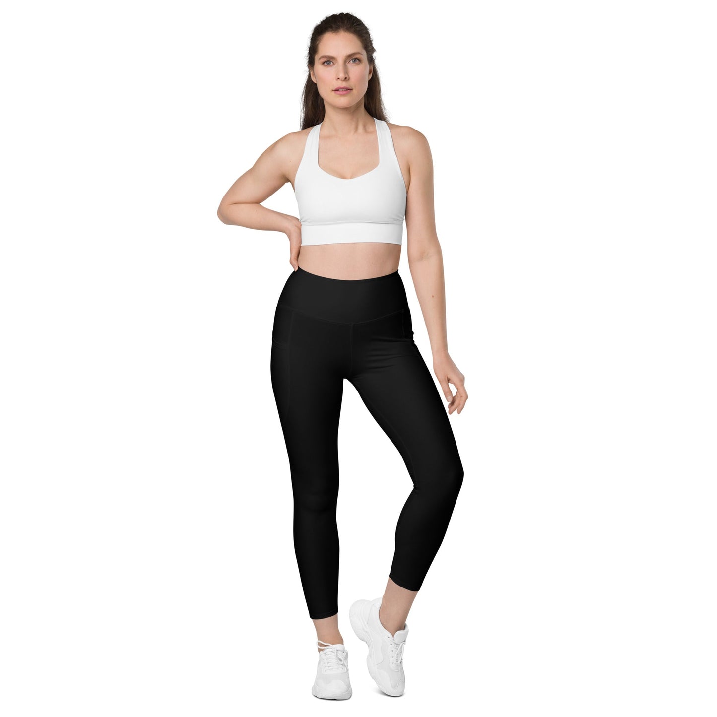 Solid Black Recycled Leggings with Pockets