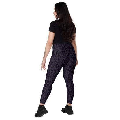 Purple Panther Print Leggings with Pockets