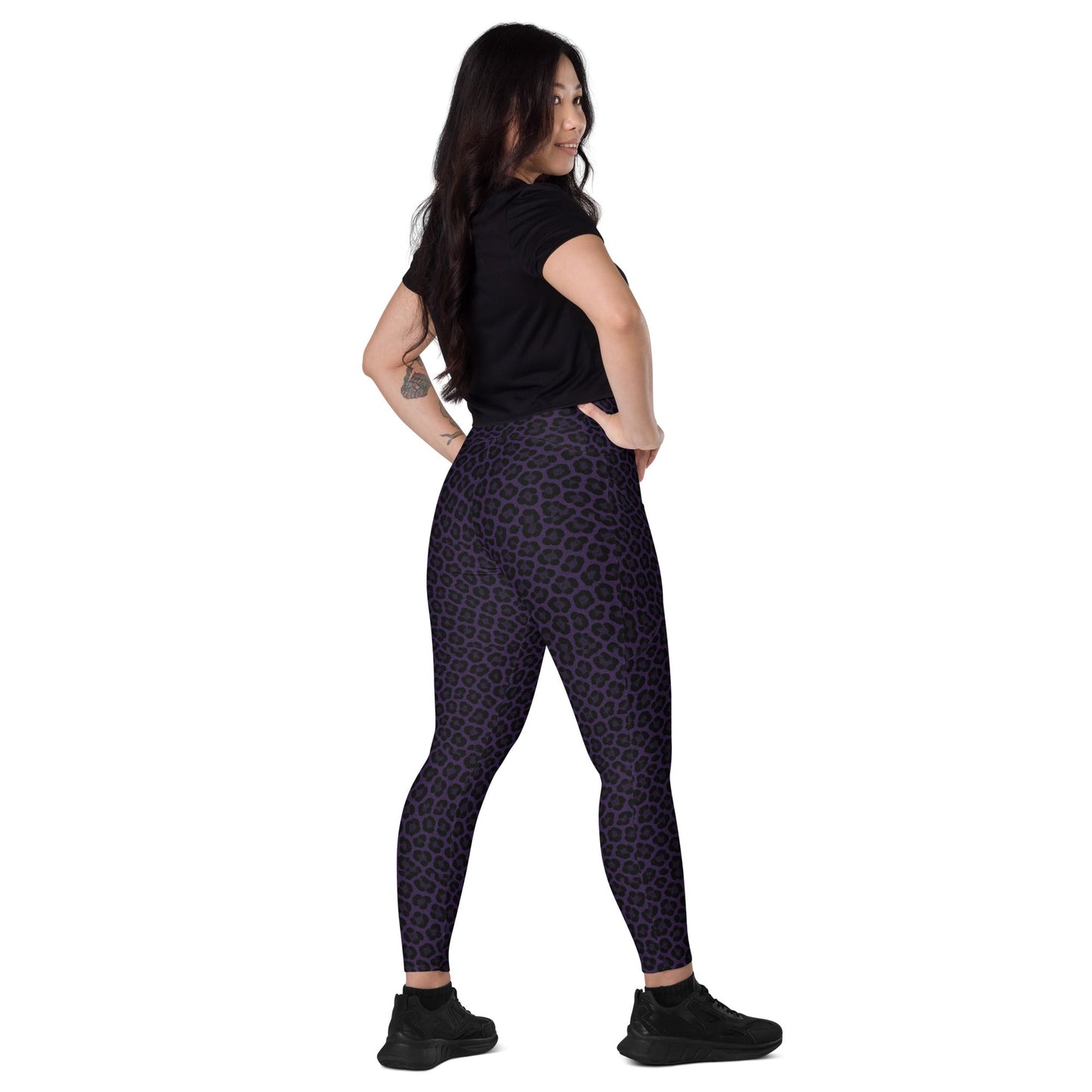 Purple Panther Print Leggings with Pockets