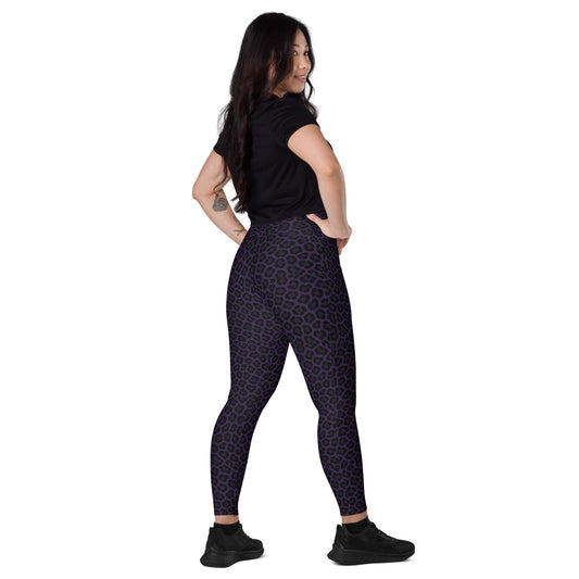 Purple Panther Print Leggings with Pockets